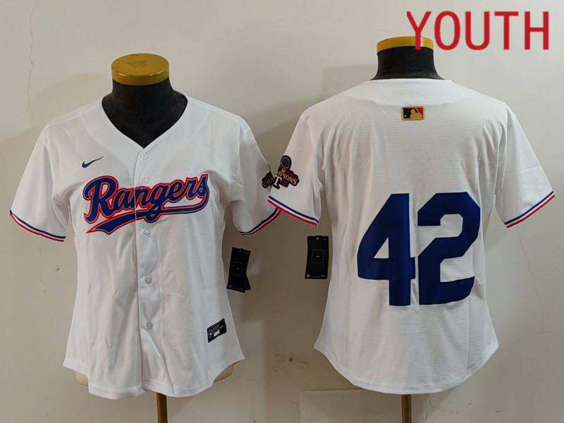 Youth Texas Rangers #42 No Name White Game Nike 2024 MLB Jersey style 912->youth nfl jersey->Youth Jersey